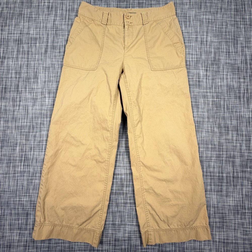 Lauren Ralph Lauren Women Tan 100% Cotton Utility Pants Front Patch Pockets Sz 2